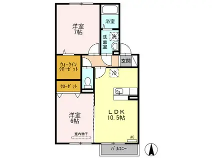 シャインポート屋島G・H棟H棟(2LDK/2階)の間取り写真