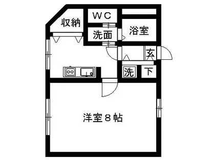 鳥井ハイツ(1DK/3階)の間取り写真