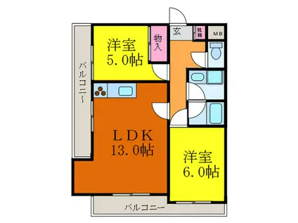 グレースヒル香露園(2LDK/3階)の間取り写真