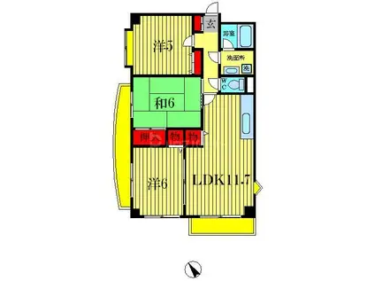 フォーディーバーMS(3LDK/3階)の間取り写真
