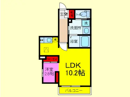 AQUACOURT(1LDK/3階)の間取り写真