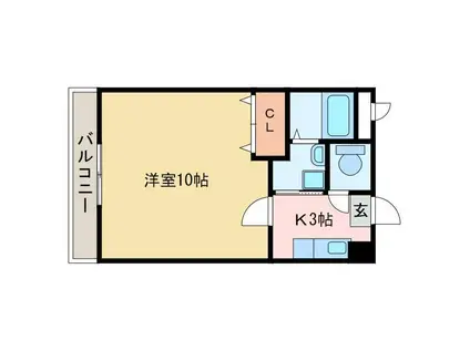 マリベール土橋(1K/2階)の間取り写真