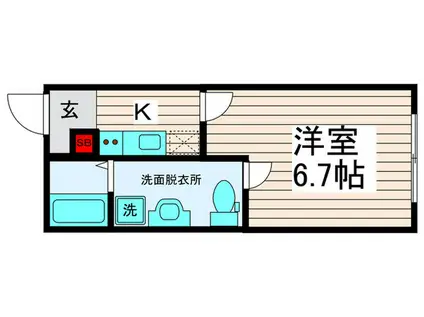 ルノン谷在家(1K/2階)の間取り写真