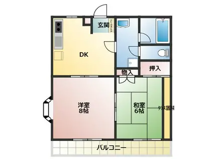 リバーサイド神山(2DK/2階)の間取り写真
