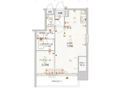 ウインステージ箱崎(1LDK/11階)の間取り写真