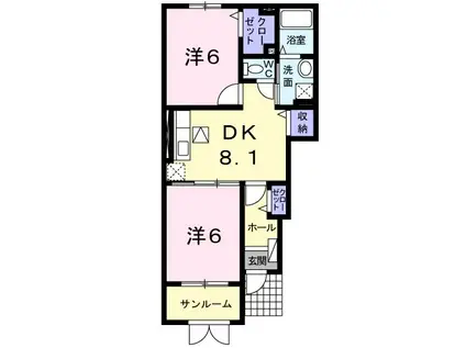サジテール M(2DK/1階)の間取り写真