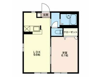 メゾン川田A棟(1LDK/1階)の間取り写真