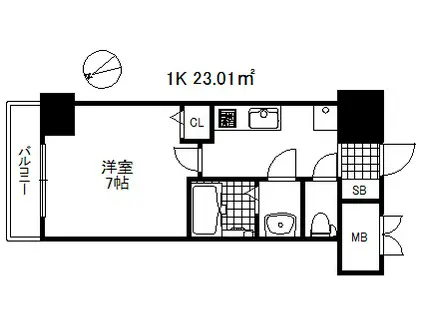 クレストタップ神戸湊町ノアール(1K/4階)の間取り写真