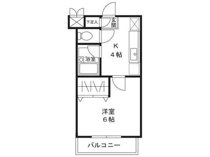 ベルウッド溝口(1K/3階)の間取り写真