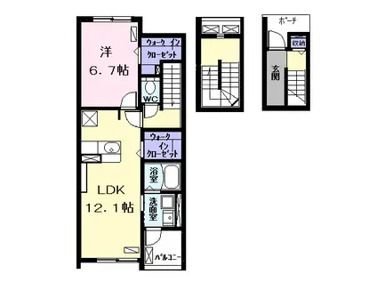 ユニ・エルマーナ(1LDK/3階)の間取り写真
