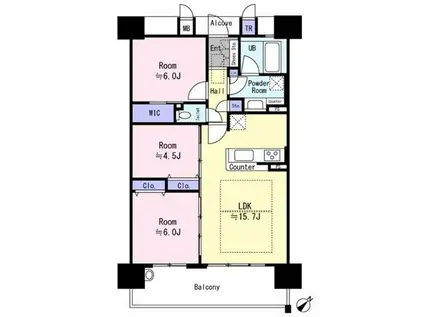 エスリード野洲グラセント 12F(3LDK/12階)の間取り写真