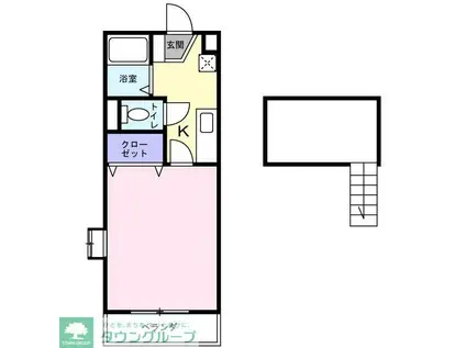 メビウスメルズII(1K/2階)の間取り写真