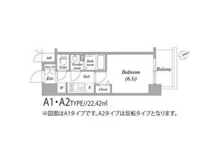 アドバンス大阪セレーノ(1K/13階)の間取り写真