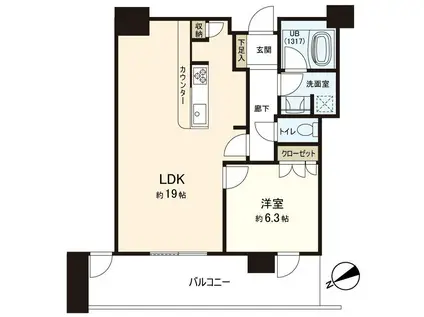 ザ・広島タワー(1LDK/18階)の間取り写真