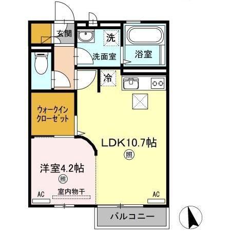 メゾン エミグラント B棟(1LDK/1階)の間取り写真