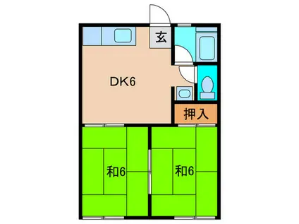 フォーブル大宗A棟(2DK/2階)の間取り写真