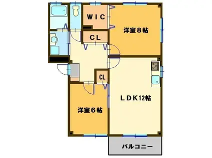 カーサハピネス B(2LDK/2階)の間取り写真