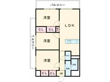 アスティムI(3LDK/4階)の間取り写真