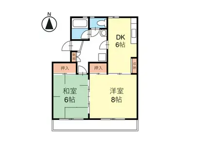 コーポ塩野(2DK/1階)の間取り写真