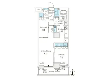 フロンティアレジデンス錦糸公園(2LDK/5階)の間取り写真