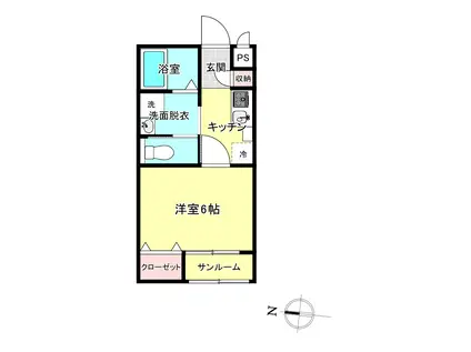 セービング由利本荘(1K/3階)の間取り写真