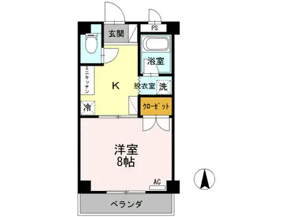 大安寺マンション(1K/3階)の間取り写真