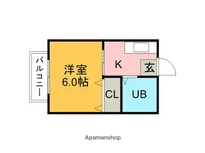 東陽ハイツ(1K/1階)の間取り写真