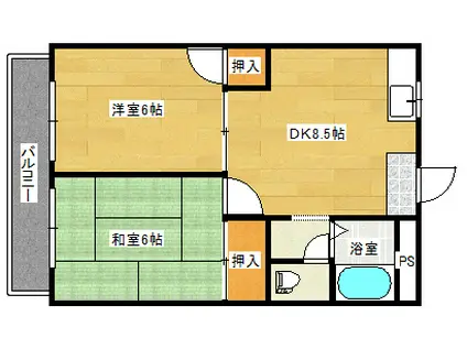 フレグランス東雲(2DK/3階)の間取り写真