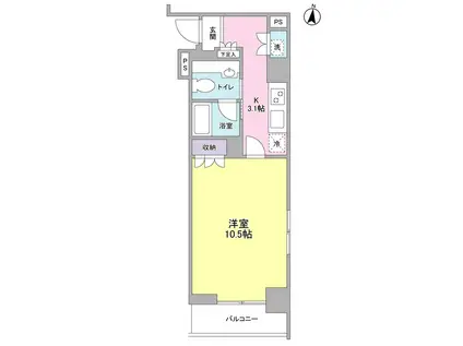 プレディアスタイル池上南ウエスト(1K/6階)の間取り写真