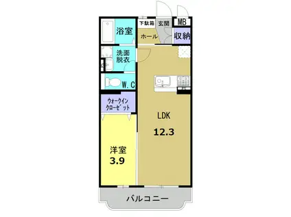 クローバーマンション(1LDK/3階)の間取り写真