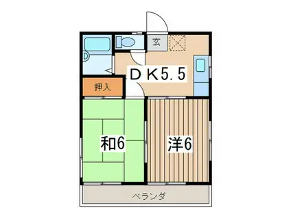クリエール和田(2DK/2階)の間取り写真