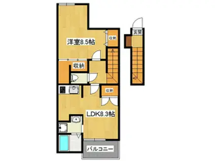 ソラーレ(1LDK/2階)の間取り写真