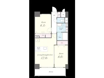 グラン クレイエル 両国(2LDK/5階)の間取り写真