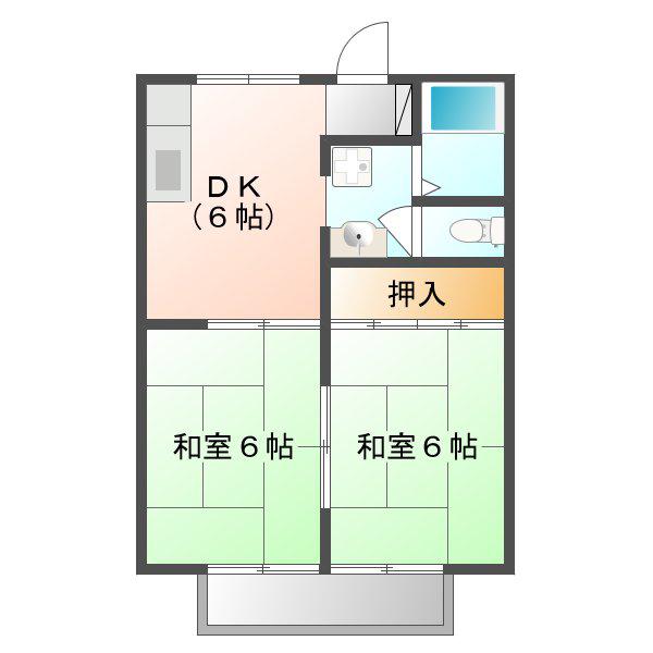 ハイツ松下B(2DK/2階)の間取り写真