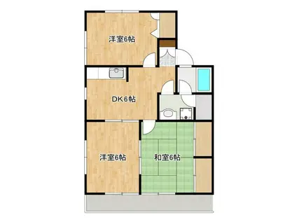 リバーサイド十禅寺(3DK/2階)の間取り写真