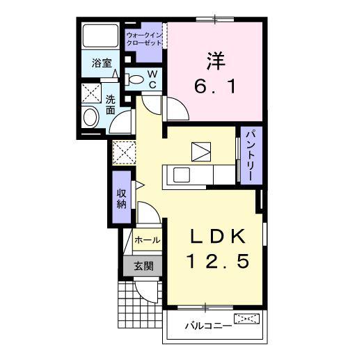 関南町レジデンスII(1LDK/1階)の間取り写真