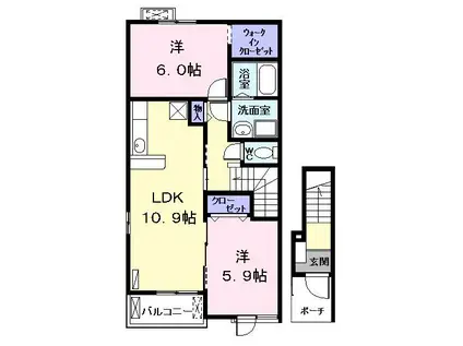 アオ・アクア・ベルIII(2LDK/2階)の間取り写真