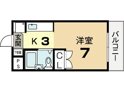 グレセントYYUII(1K/2階)の間取り写真