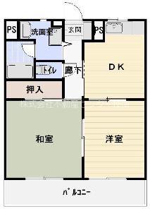 メルベーユII(2DK/2階)の間取り写真
