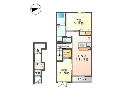クオリティーハイム II(2LDK/2階)の間取り写真