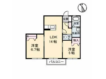 ヴィラーチェ(2LDK/2階)の間取り写真