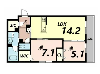 シャーメゾンフルール(2LDK/3階)の間取り写真