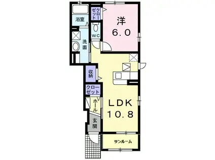 パーシモン T.K(1LDK/1階)の間取り写真