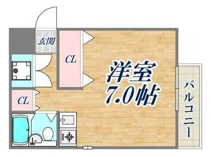ロイヤルメゾン塚口Ⅷ(ワンルーム/2階)の間取り写真