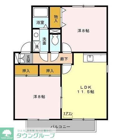 コートヴィレッジ(2LDK/2階)の間取り写真