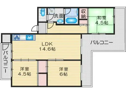 陽和台第316号館(3LDK/5階)の間取り写真