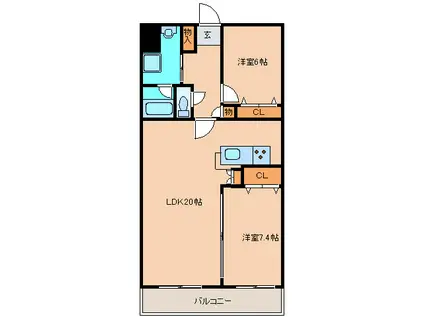 ヴェステンキーファー(2LDK/4階)の間取り写真