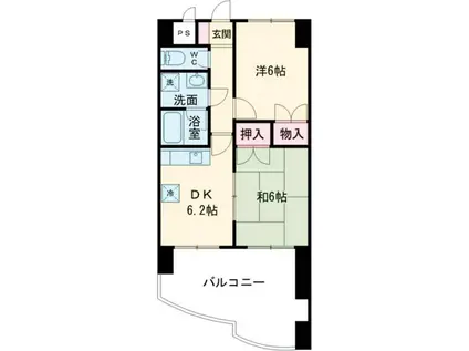 ダイヤヒルズ島瀬(2DK/4階)の間取り写真