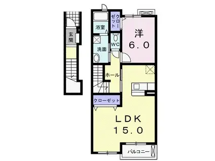 レジデンスそら(1LDK/2階)の間取り写真