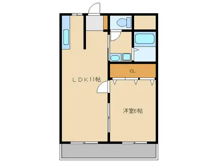 サンハイム(1LDK/2階)の間取り写真
